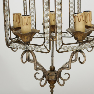 Metal/Glass Chinoiserie Style 5Light Chandelier