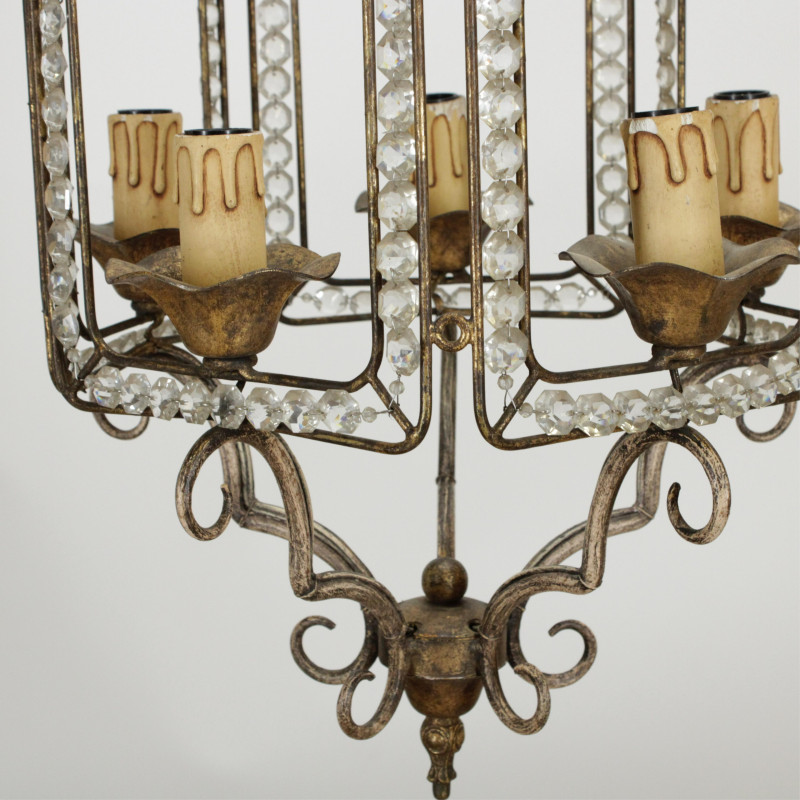 Metal/Glass Chinoiserie Style 5Light Chandelier
