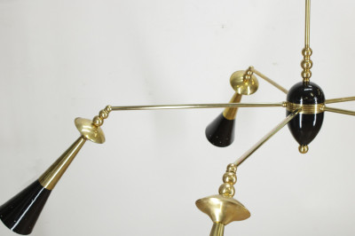 Midcentury Modern Brass Pendant Chandelier