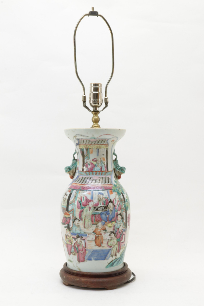 Chinese Famille Rose Porcelain Vase / Lamp