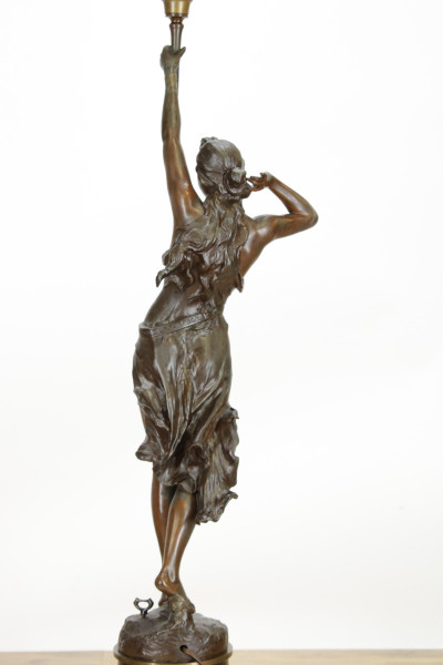 Bronze Patinated White Metal Figural Lamp