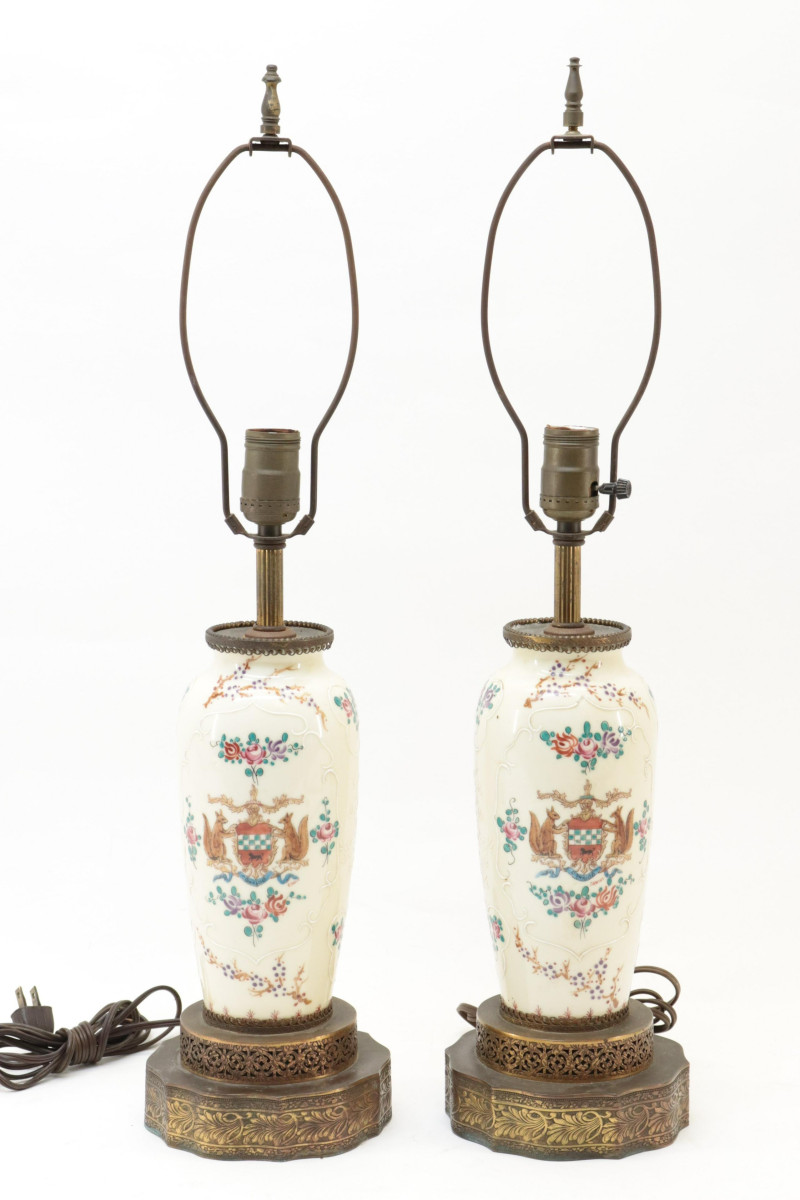 Pr of Samson Porcelain Lamps signed Ganiot