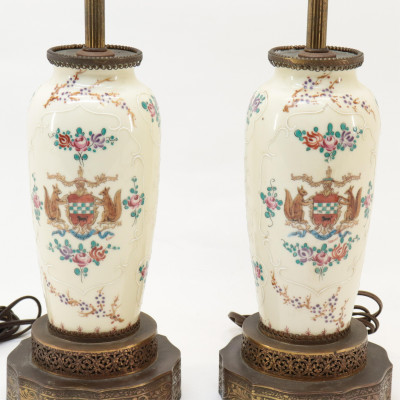 Pr of Samson Porcelain Lamps signed Ganiot