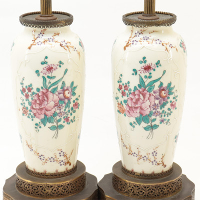 Pr of Samson Porcelain Lamps signed Ganiot