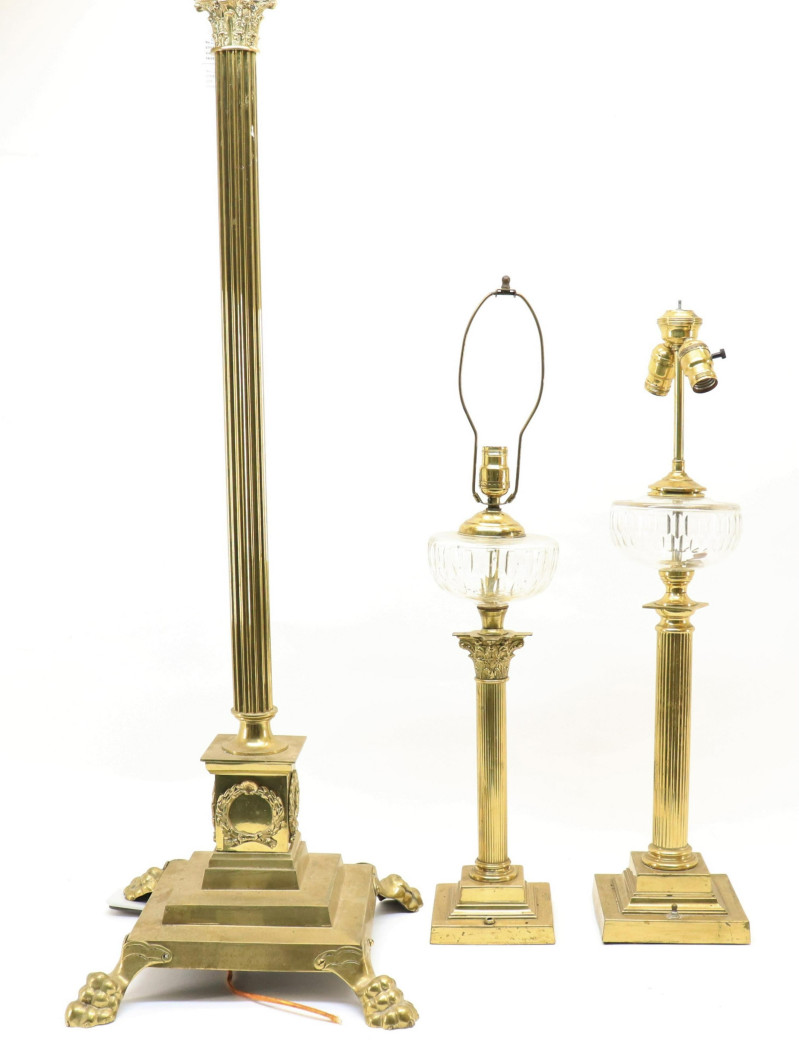 3 Brass Lamps likely English