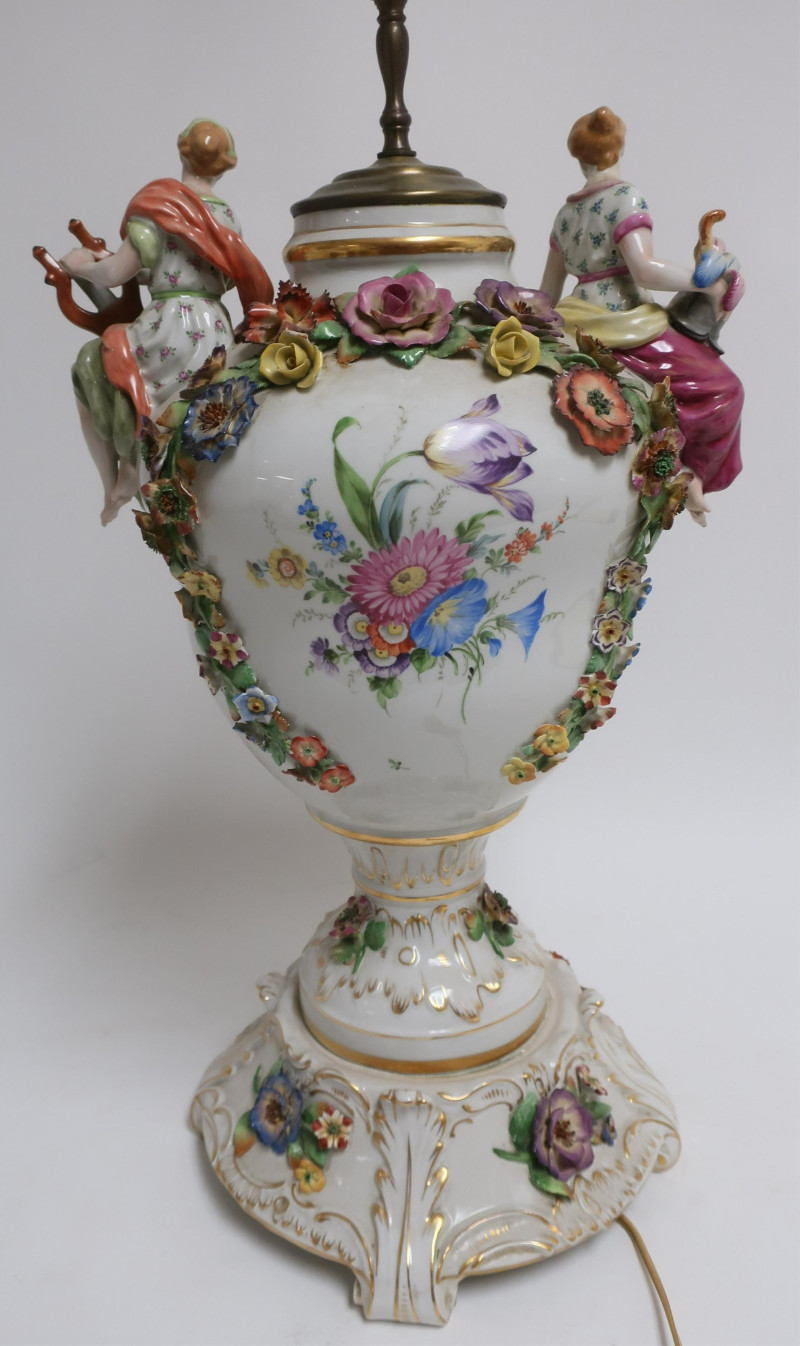 Schierholtz Figural Porcelain Lamp Early 20th C