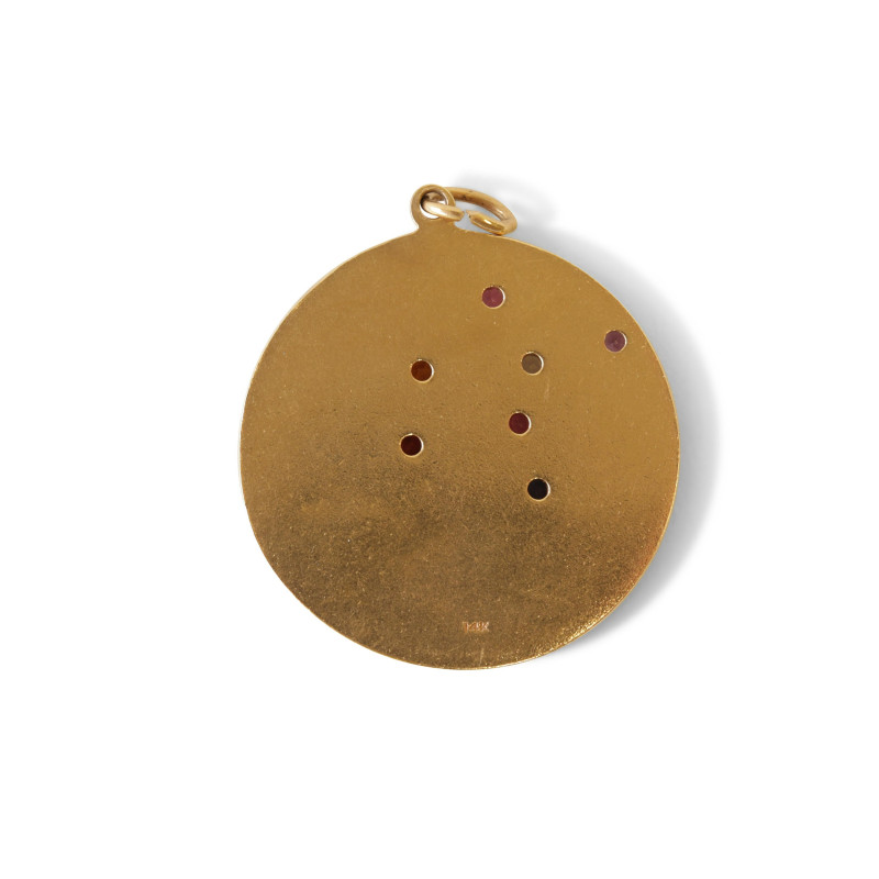 Two 14K Yellow Gold Jeweled Pendants