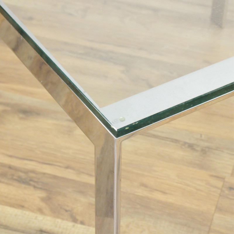 Contemporary Square Chrome Glass Coffee Table