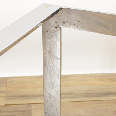 Contemporary Square Chrome Glass Coffee Table