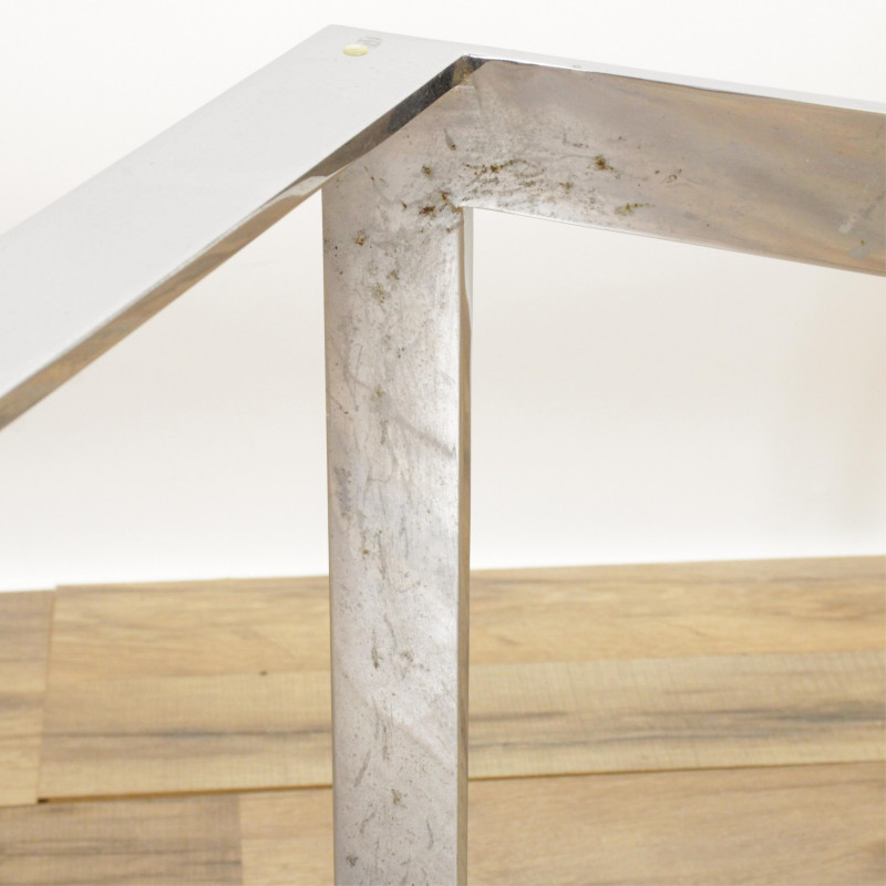 Contemporary Square Chrome Glass Coffee Table