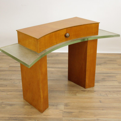 Memphis School Style Maple Glass Console