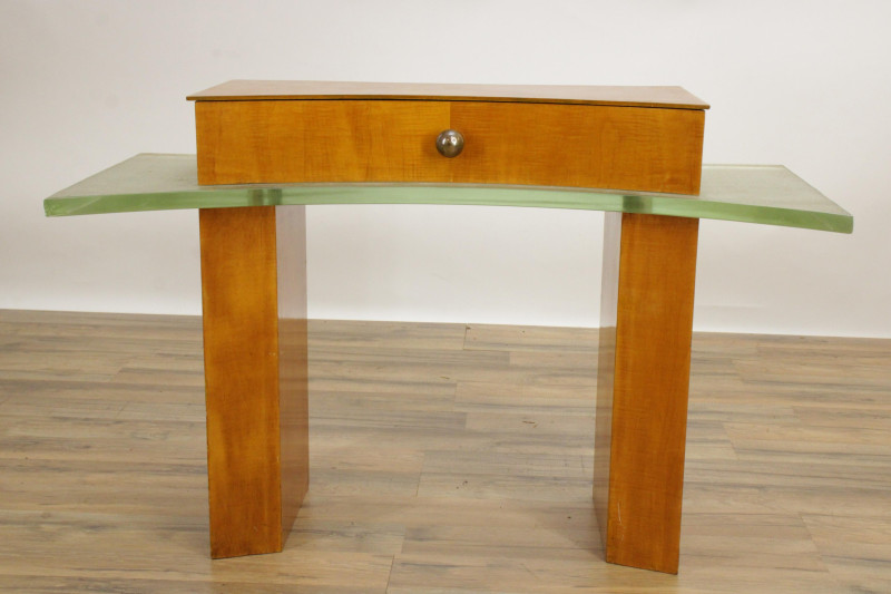 Memphis School Style Maple Glass Console