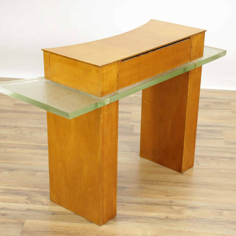 Memphis School Style Maple Glass Console