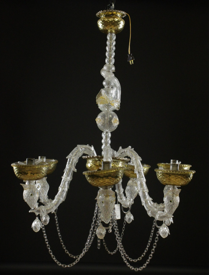 Venetian Figural Gilt 6Light Chandelier