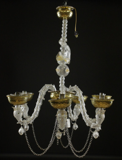 Venetian Figural Gilt 6Light Chandelier