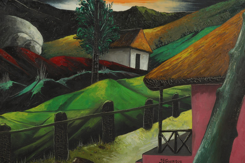 Jacques Enguerrand Gourgue Houses on Road O/C