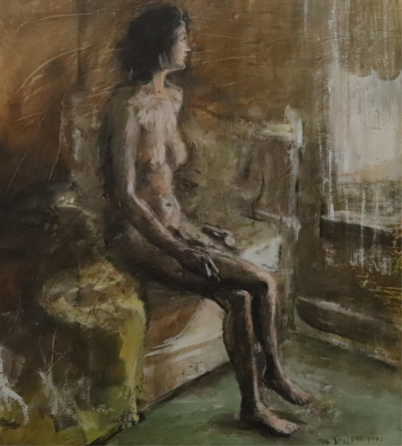 Ted Jaslow The First Ciggarette gouache