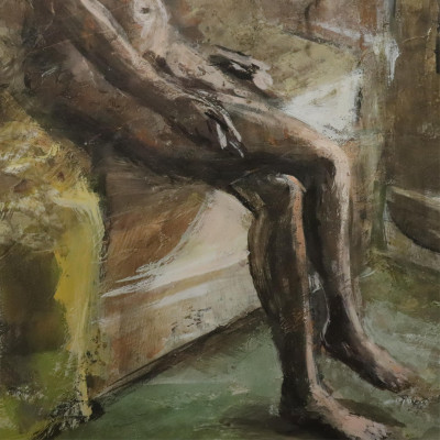 Ted Jaslow The First Ciggarette gouache