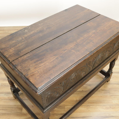Jacobean Style Oak Storage Chest on Stand