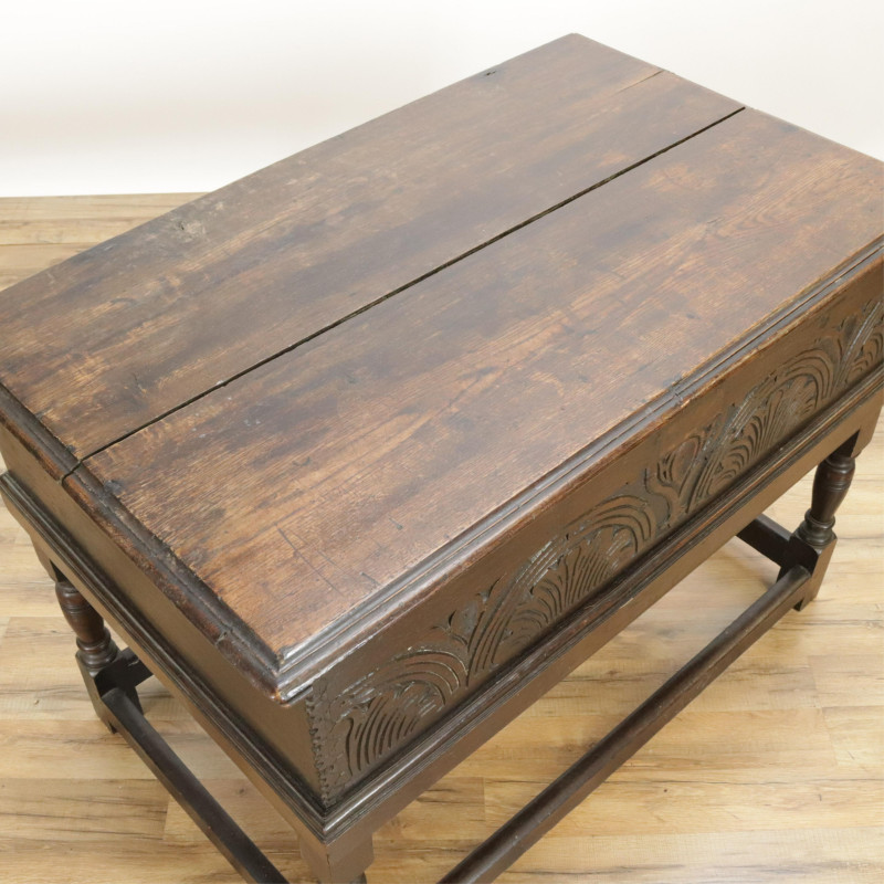 Jacobean Style Oak Storage Chest on Stand