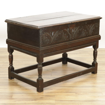 Jacobean Style Oak Storage Chest on Stand