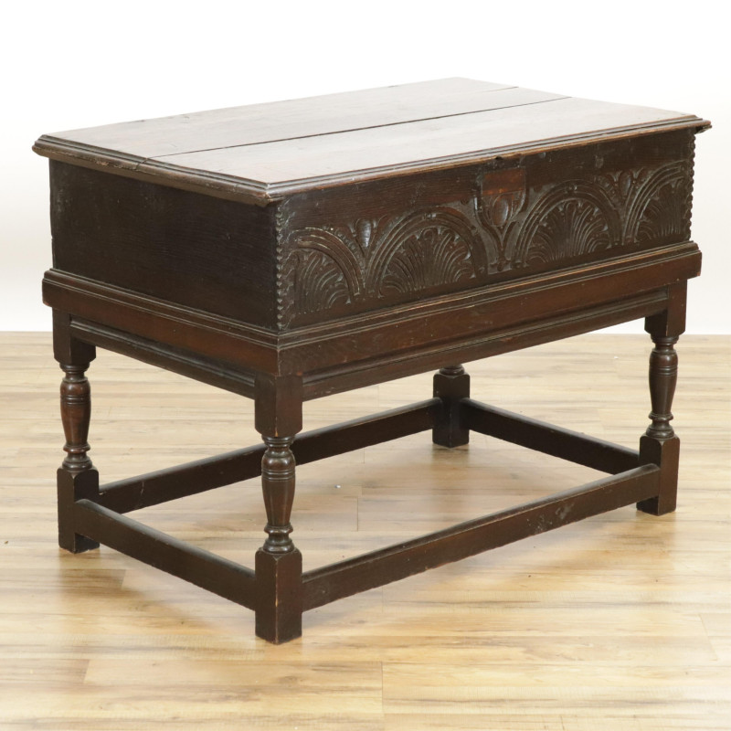 Jacobean Style Oak Storage Chest on Stand