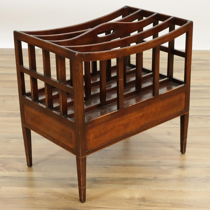 George III Style Inlaid Mahogany Canterbury 19th C