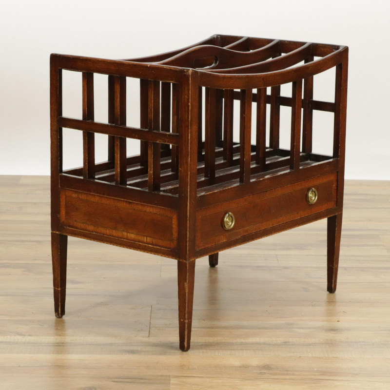 George III Style Inlaid Mahogany Canterbury 19th C