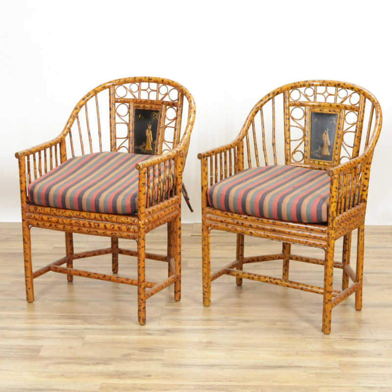Pr Maitland Smith Brighton Pavilion Rattan Chairs