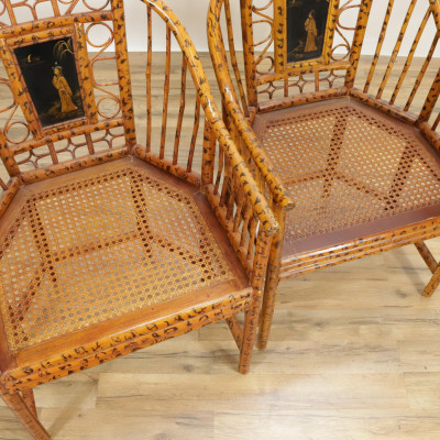 Pr Maitland Smith Brighton Pavilion Rattan Chairs