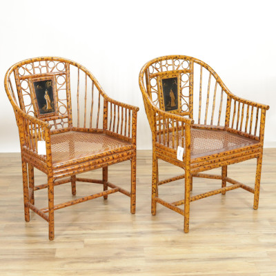 Pr Maitland Smith Brighton Pavilion Rattan Chairs