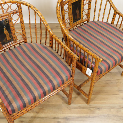 Pr Maitland Smith Brighton Pavilion Rattan Chairs