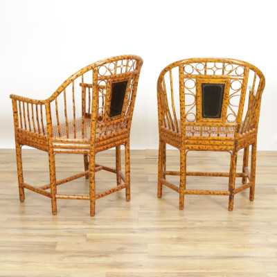 Pr Maitland Smith Brighton Pavilion Rattan Chairs