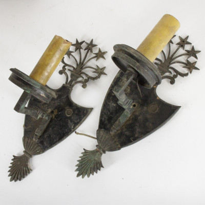 2 Pair Silverplate Brass Sconces Hall Lantern