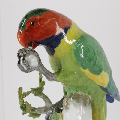 Pair Meissen Porcelain Parrots
