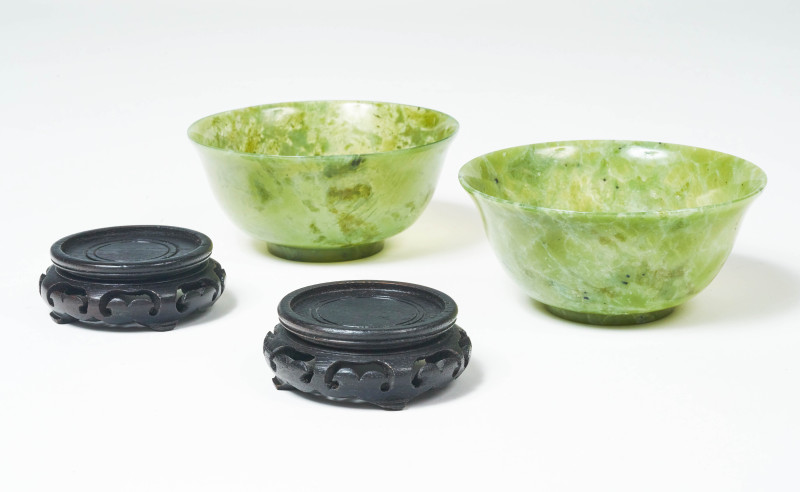 A Pair of Fine Jade Bowls