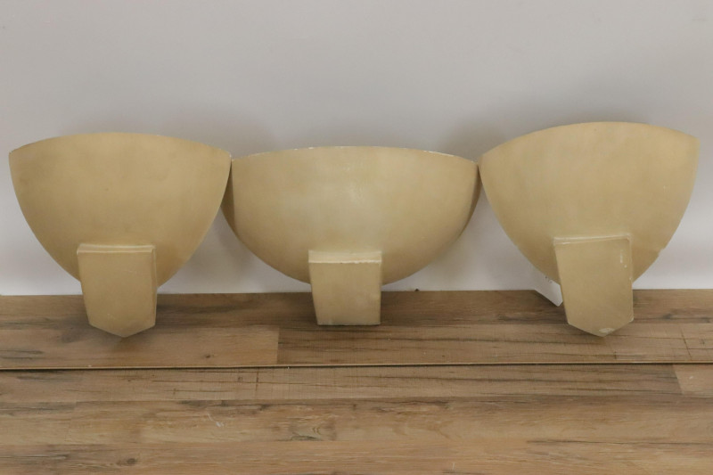 Suite of 3 Art Deco Plaster Wall Lights c 1925