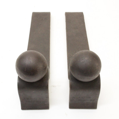 Pair Wrought Iron Andirons D&apos;Argenlieu c 1935