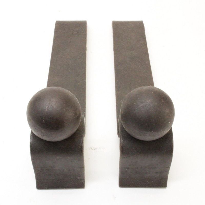 Pair Wrought Iron Andirons D&apos;Argenlieu c 1935