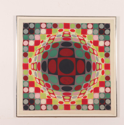 Victor Vasarely Op Art Silk Scarf signed