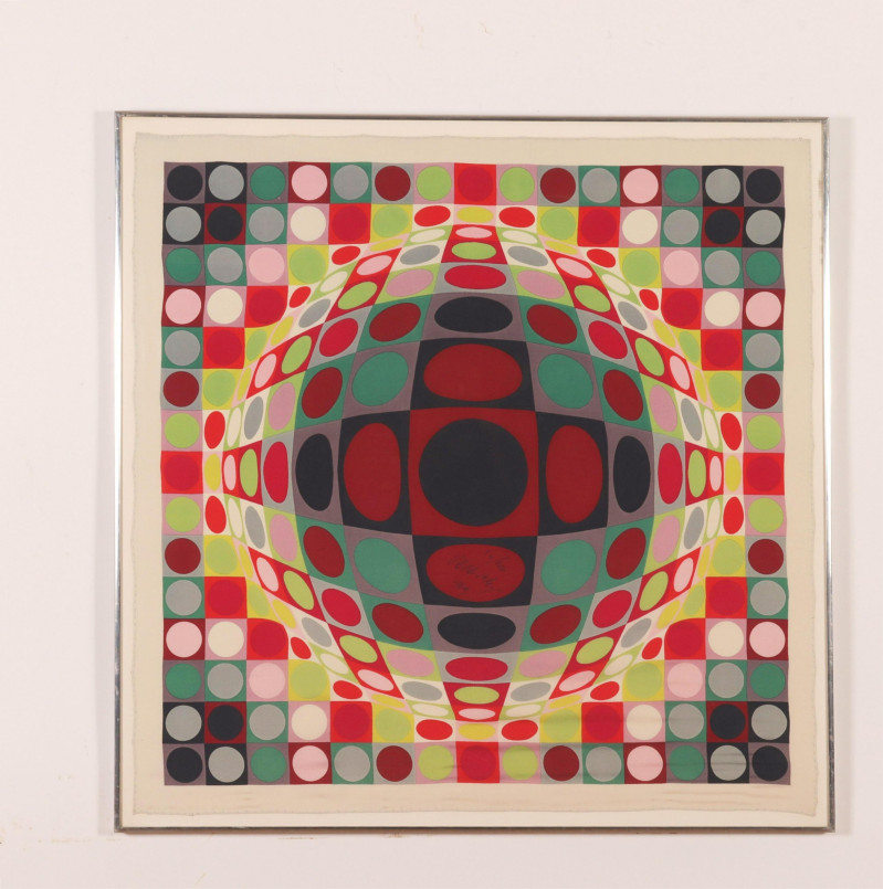 Victor Vasarely Op Art Silk Scarf signed