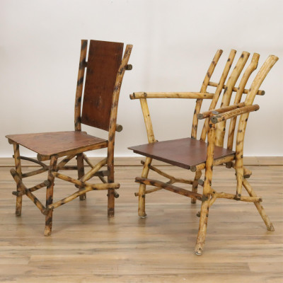 Adirondack Style Faux Bamboo Dining Set And Bench