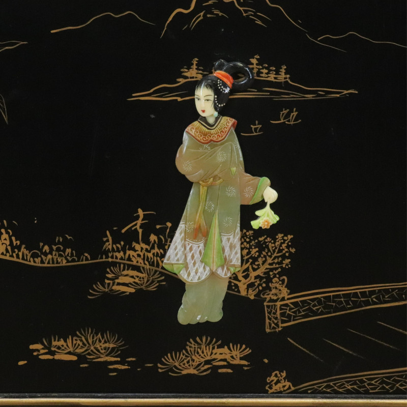 Chinese Style Gilt Black Lacquer Server