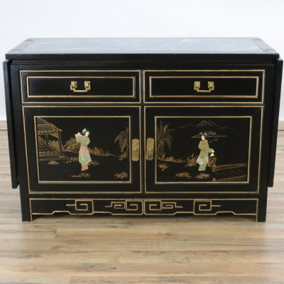 Chinese Style Gilt Black Lacquer Server