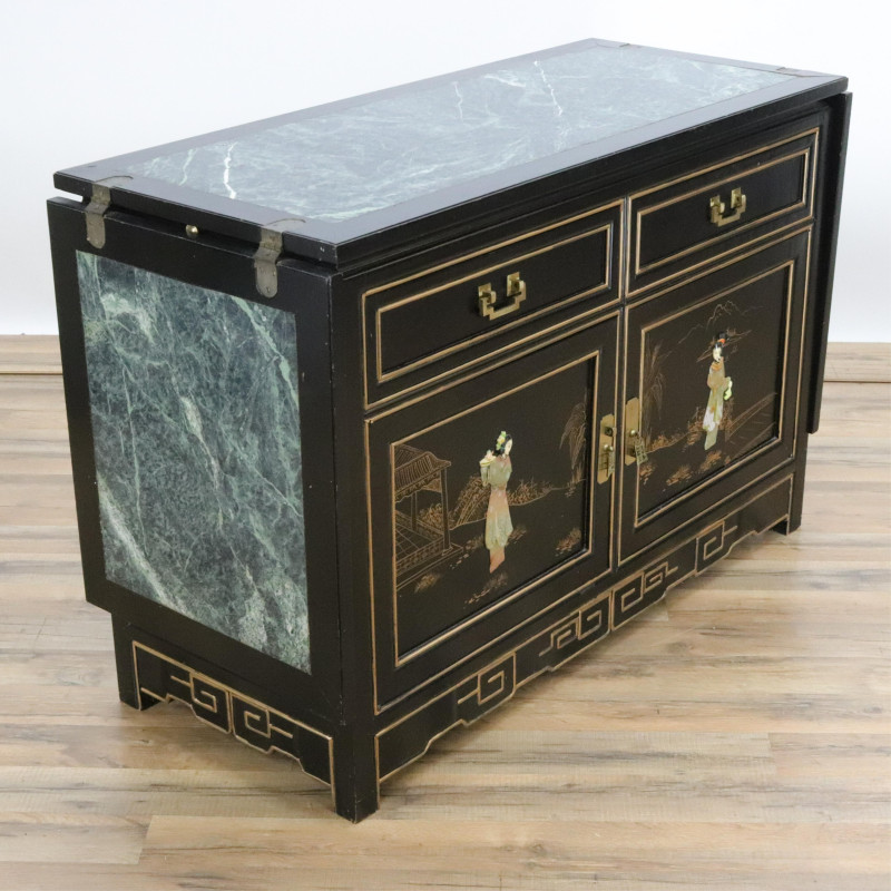 Chinese Style Gilt Black Lacquer Server