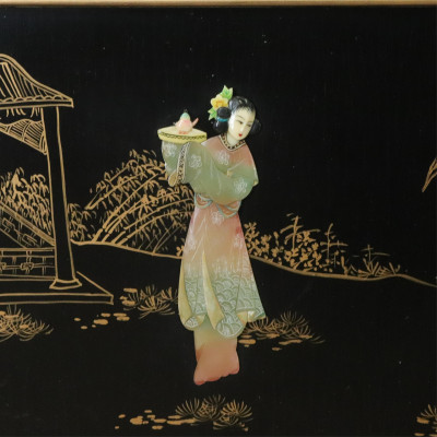 Chinese Style Gilt Black Lacquer Server
