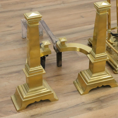 E 20th C Brass Fireplace Tools poss Wm H Jackson