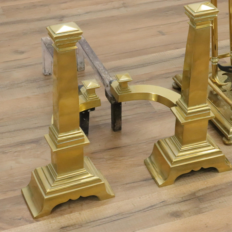 E 20th C Brass Fireplace Tools poss Wm H Jackson