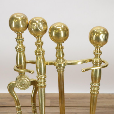 E 20th C Brass Fireplace Tools poss Wm H Jackson