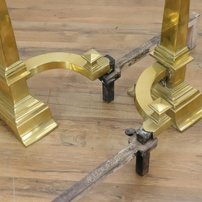 E 20th C Brass Fireplace Tools poss Wm H Jackson